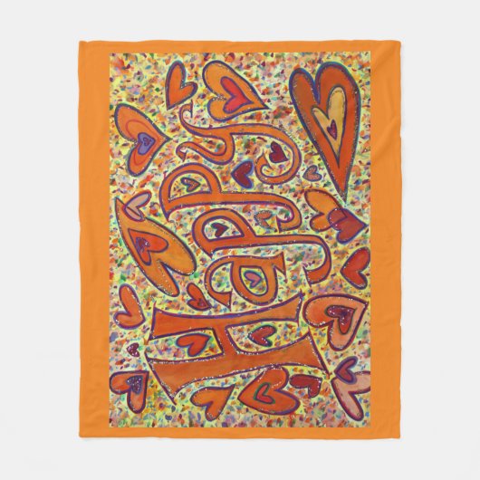 Happy Inspirational Custom Fleece Throw Blanket (Vorderseite)