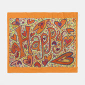 Happy Inspirational Custom Fleece Throw Blanket (Vorderseite (Horizontal))