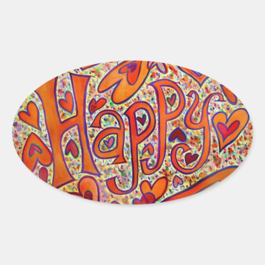 Happy Inspirational Word Art Sticker Decals (Vorderseite)