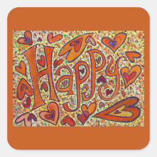 Happy inspirierende Word Art Decal Sticker