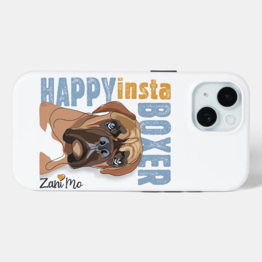 Happy Insta Boxer - Zani Mo Dog Case-Mate iPhone Hülle (Rückseite (Horizontal))