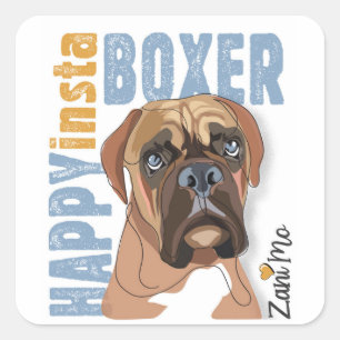 Happy Insta Boxer - Zani Mo Dog Quadratischer Aufkleber