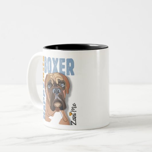 Happy Insta Boxer - Zani Mo Dog Zweifarbige Tasse (Vorderseite Links)
