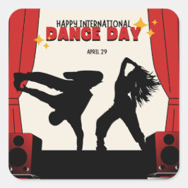 Happy International Dance Day | Welttanztag Quadratischer Aufkleber