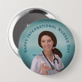Happy International Nurses Day with Nurse Button (Vorne & Hinten)