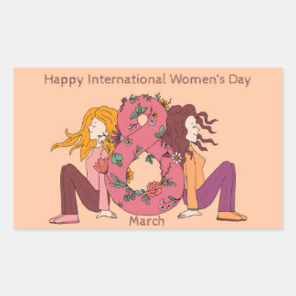 Happy International Women's Day (8 March) Rechteckiger Aufkleber