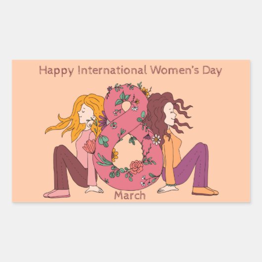 Happy International Women's Day (8 March) Rechteckiger Aufkleber (Vorderseite)