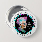 Happy International Women's Day 8. März Grl Pwr Button (Vorne & Hinten)