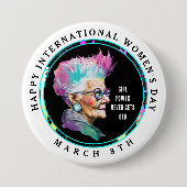 Happy International Women's Day 8. März Grl Pwr Button (Vorderseite)