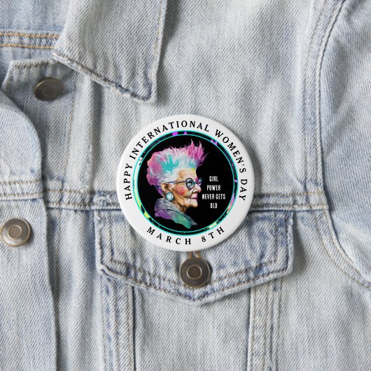 Happy International Women's Day 8. März Grl Pwr Button (Beispiel)