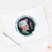 Happy International Women's Day 8. März Grl Pwr Runder Aufkleber (Umschlag)