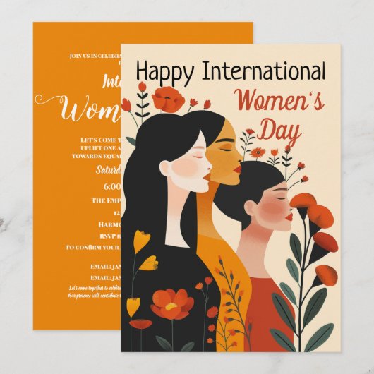 Happy International Women's Day Einladung (Vorne/Hinten)