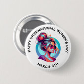 Happy International Women's Day | März 8. Button (Vorne & Hinten)