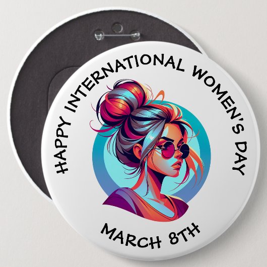 Happy International Women's Day | März 8. Button (Vorne & Hinten)