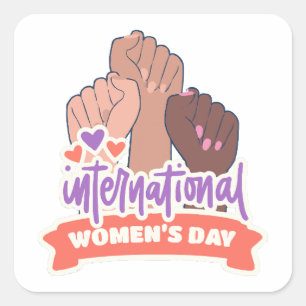 Happy International Women's Day Quadratischer Aufkleber
