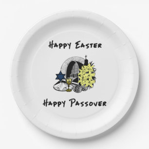 Happy Interreligiöser Ostern und Pessach Pappteller