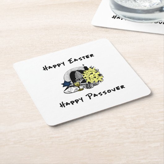 Happy Interreligiöser Ostern und Pessach Rechteckiger Pappuntersetzer (angewinkelt)