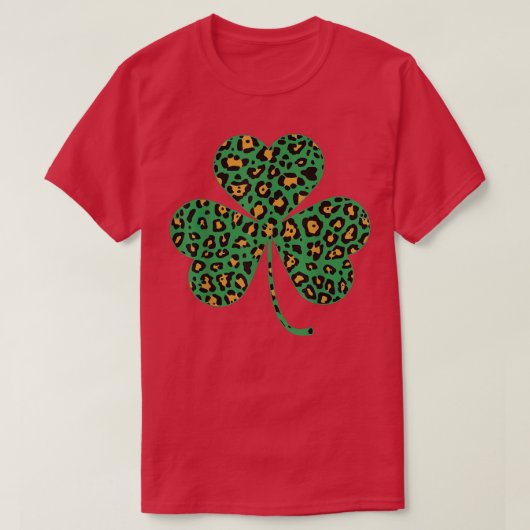 Happy Irish Kleeblatt Leopard Funny St T-Shirt (Design vorne)