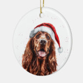 Happy Irish Setter Dog Christmas Personalized Keramik Ornament (Links)