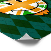 Happy irish Union Jack Flag in einem Leprechaun Hu Poster (Ecke)