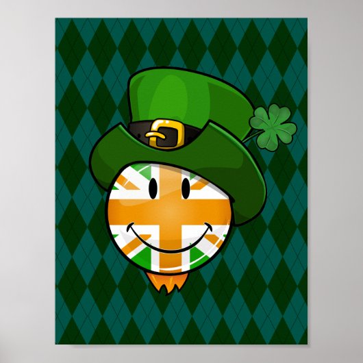 Happy irish Union Jack Flag in einem Leprechaun Hu Poster (Vorne)
