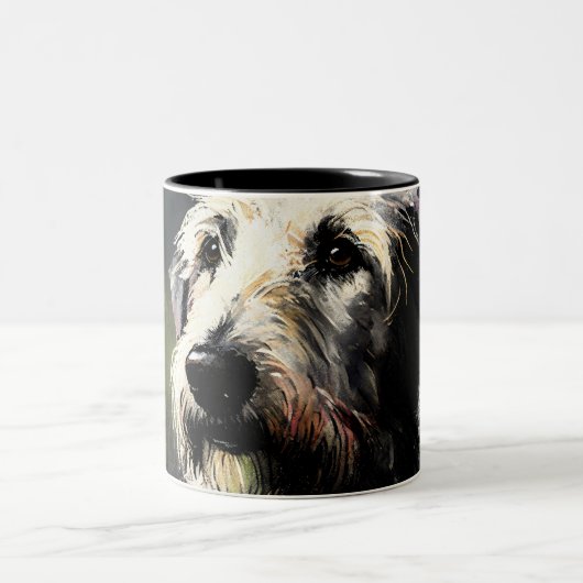 Happy Irish Wolfhound Zweifarbige Tasse (Mittel)