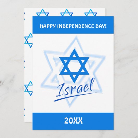 Happy Israel Independence Day Blauer Star von Davi Einladung (Vorne/Hinten)