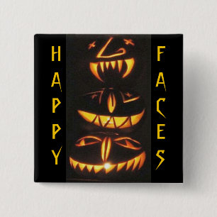 Happy Jack o'Lantern Faces Button