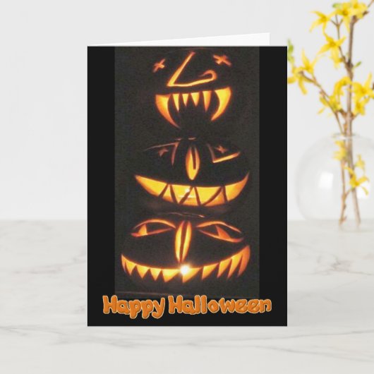 Happy Jack o'Lantern Faces Card Karte (Gelbe Blume)