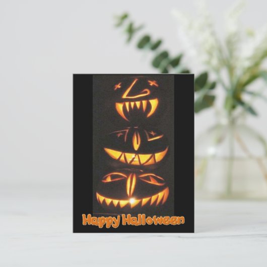 Happy Jack o'Lantern Faces Postkarte (Stehend Vorderseite)