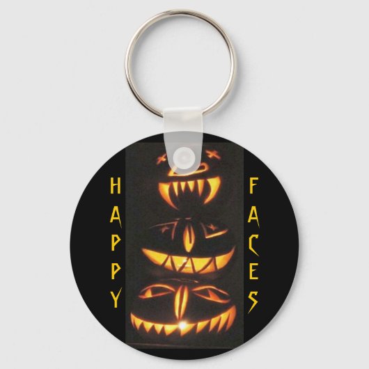 Happy Jack o'Lantern Faces Schlüsselanhänger (Vorderseite)