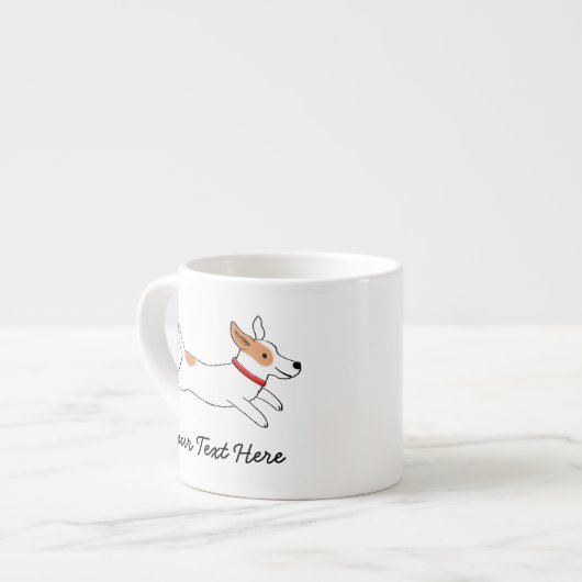 Happy Jack Russell Terrier Cartoon Dog Running Espressotasse (Vorderseite Links)