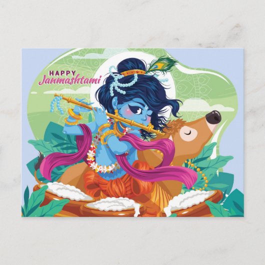 Happy Janmashtami Einladungspostkarte (Vorderseite)
