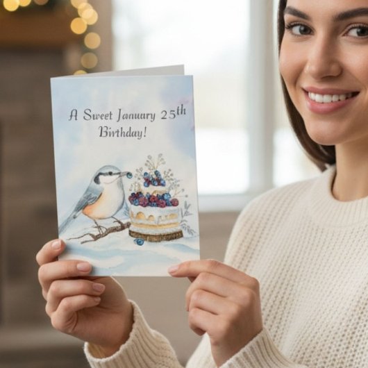 Happy January 25th Birthday Nuthatch Bird Karte