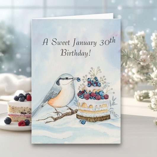 Happy January 30th Birthday Nuthatch Bird Karte