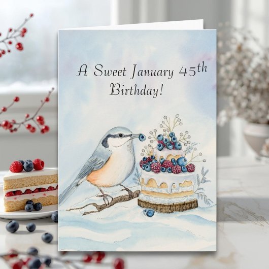 Happy January 45th Birthday Nuthatch Bird Karte