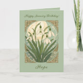 Happy January Birthday Galanthus Flowers Art Nouve Karte (Vorderseite)
