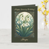 Happy January Birthday Galanthus Flowers Art Nouve Karte (Gelbe Blume)