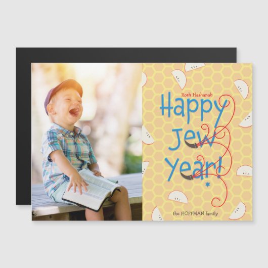 Happy Jew Year Rosh Hashanah Foto Card Magnetkarte (Vorne/Hinten)
