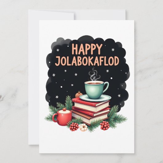 Happy Jolabokaflod Familienfeier Geschenk Feiertagskarte (Vorderseite)