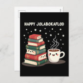 Happy Jolabokaflod Familienfeier Geschenk Feiertagspostkarte (Vorne/Hinten)