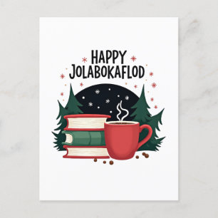 Happy Jolabokaflod Familienfeier Geschenk Feiertagspostkarte