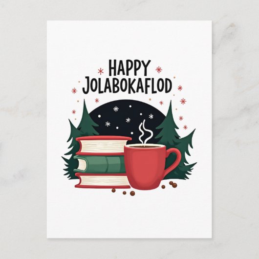 Happy Jolabokaflod Familienfeier Geschenk Feiertagspostkarte (Vorderseite)