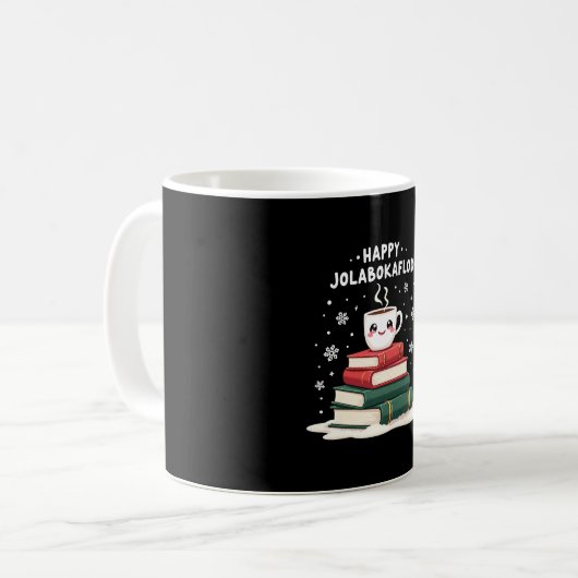 Happy Jolabokaflod Familienfeier Geschenk Kaffeetasse (Vorderseite Links)