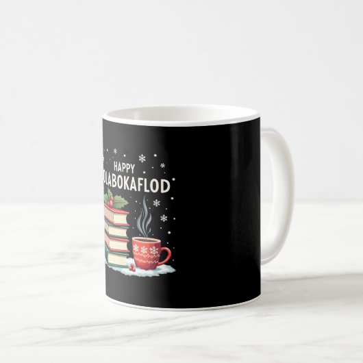 Happy Jolabokaflod Familienfeier Geschenk Kaffeetasse (VorderseiteRechts)