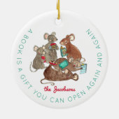 Happy Jolabokaflod Maus Weihnachten Keramik Ornament (Hinten)