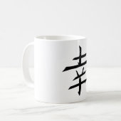 Happy Joy Happiness - Kanji Japan Kaffeetasse (Vorderseite Links)