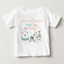 Happy Joy Niedlicher Tiere 1. Weihnachten Baby T-shirt