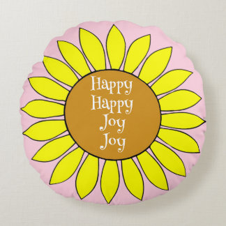 Happy Joy Sunflower Polka Dot Round Throw Kissen