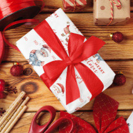 Happy Joyful Santa Claus Ho Ho Ho Ho Frohe Weihnac Geschenkpapier